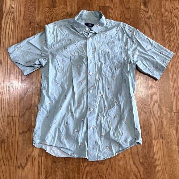 George‎ Classic Fit Short Sleeve Flamingo Print Size Medium - Picture 1 of 4